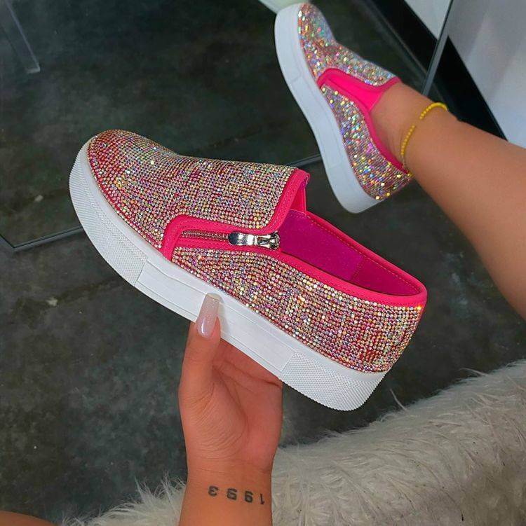 Rhinestone Slip-On Sneakers – Shine in Style & Comfort