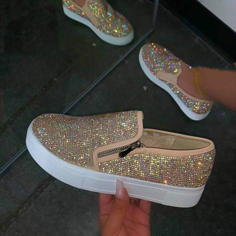 Rhinestone Slip-On Sneakers – Shine in Style & Comfort